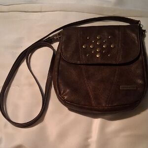 Miche Dark Brown Crossbody Bag with Stud Accents